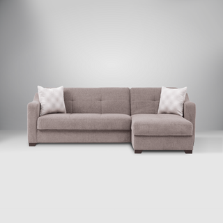 Tahoe S sectional sofa in chenille fabric with a versatile modern design and storage ottoman.