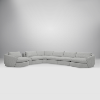 Azelea Beige Sectional Sofa featuring elegant curved edges, plush cushions, and premium beige fabric