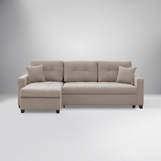 Beige Ivy L-shaped sectional sofa with plush cushions and a sturdy frame for versatile living spaces