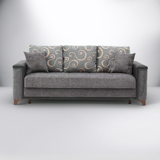 Charlotte modern sleeper sofa set with round arms and two-tone chanelle fabric