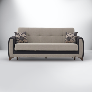 Dublin modern sleeper sofa with round arms and two-tone chanelle fabric