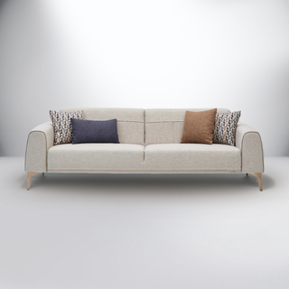 Pandora modern sleeper sofa set with round arms and two-tone chanelle fabric