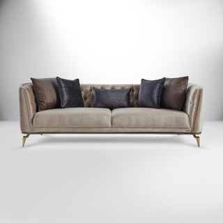 Plaza traditional sofa with gold metal legs and high-end polyester fabric