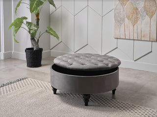 Vika Grey Suave Storage Ottoman