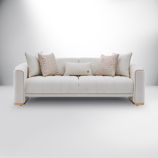 Veronica modern sleeper sofa with round arms and two-tone chanelle fabric