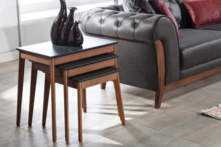 The Alegro Nesting Coffee Table features a modern design, perfectly blending minimalism with contemporary style.