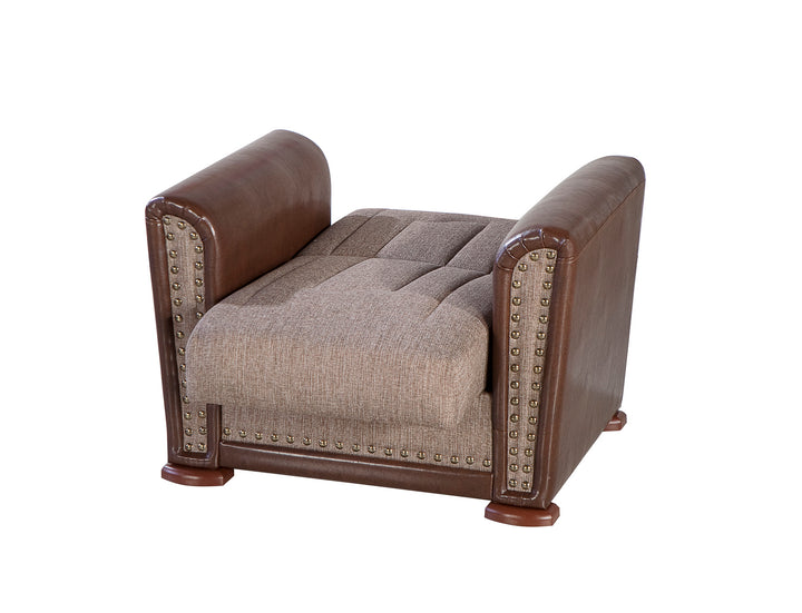 The eye-catching nailhead trim of the Alfa Collection Armchair enhances its luxurious design and sophisticated appeal.