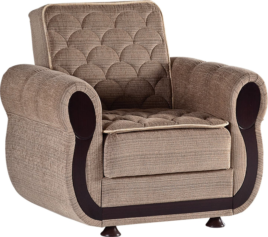 The Argos Armchair brings modern elegance to any room with its contemporary design and premium fabric.