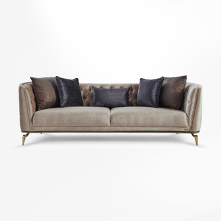 Bellona Plaza sofa set with elegant gold metal legs and solid wood frame