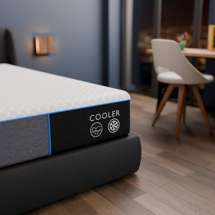 The Bsleep mattress with a 1.5" gel-infused ventilated memory foam layer, designed for optimal temperature regulation and cooling comfort.