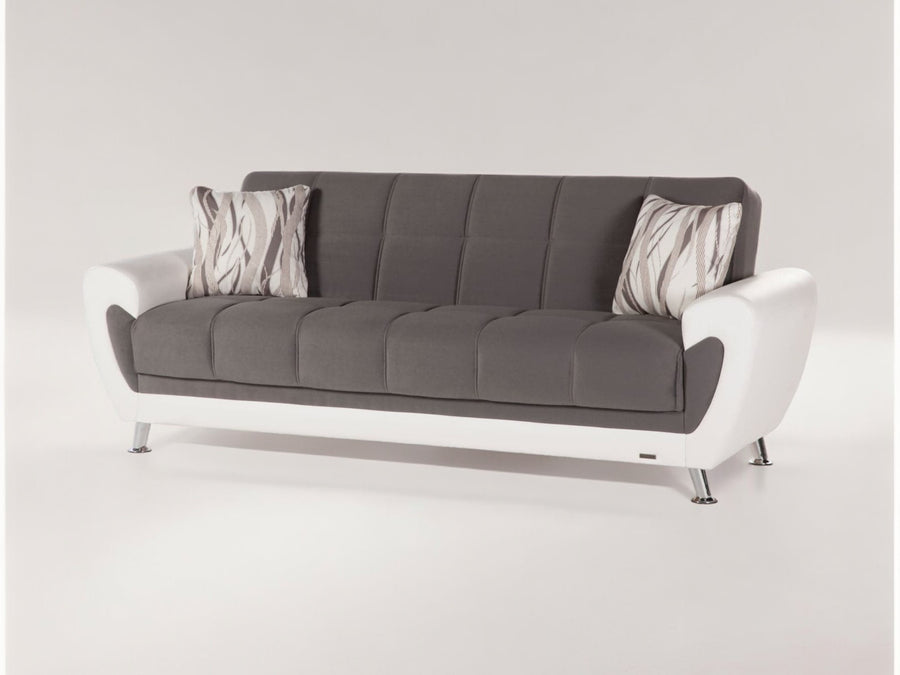 Discover the retro-inspired Duru Collection, featuring a versatile three-seat sofa with built-in storage and a sleeper function.