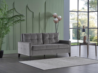 Elegant design of the Emmett Sleeper Sofa, featuring a Cream-Gray color and refined button-tufting.