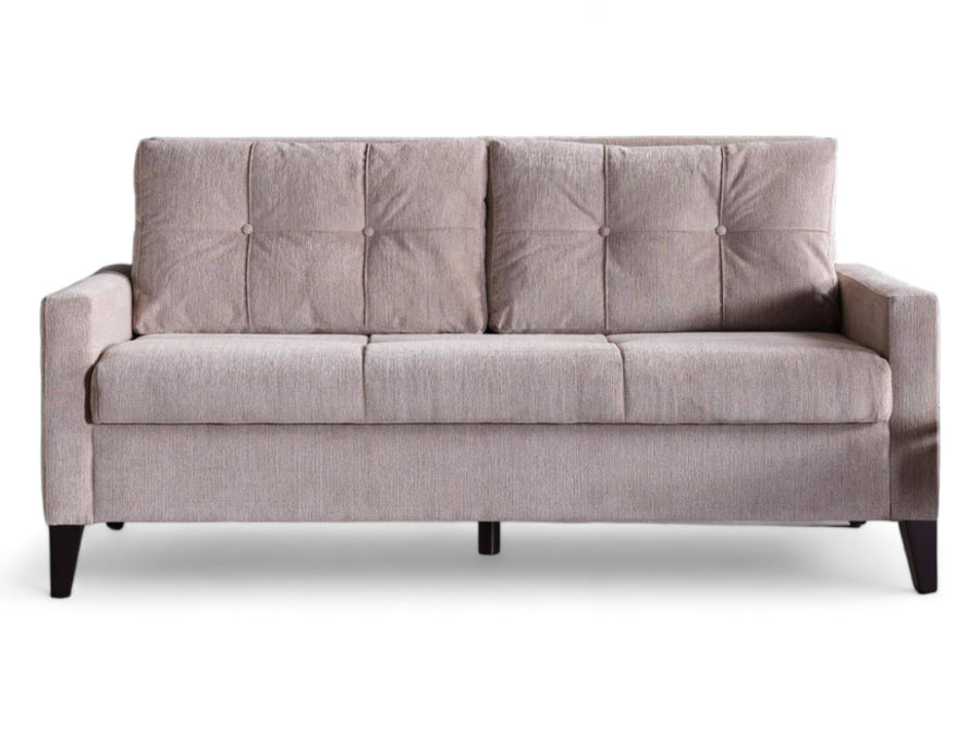 Modern elegance of the Emmett Sleeper Sofa with a sophisticated Cream-Gray color and button-tufting detail.