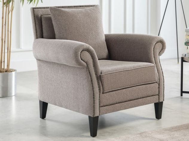 Timeless Java Accent Armchair offering classic sophistication with a beautifully crafted wood frame.