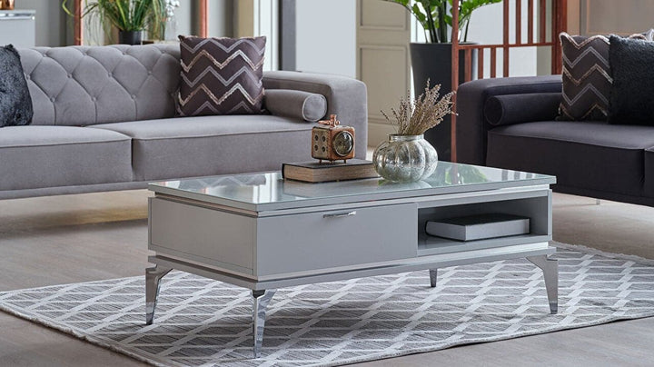 Loretto Coffee Table with sleek lines and a modern design, perfect for any living room.