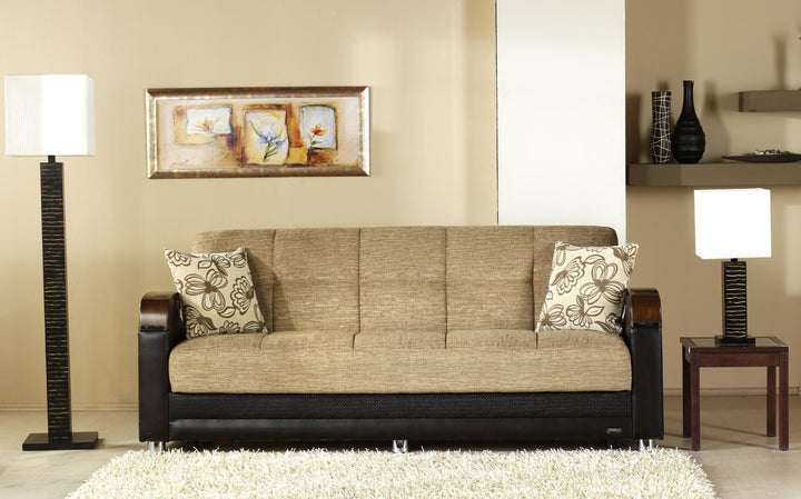 Modern and stylish Luna Collection loveseat, perfect for compact living spaces.