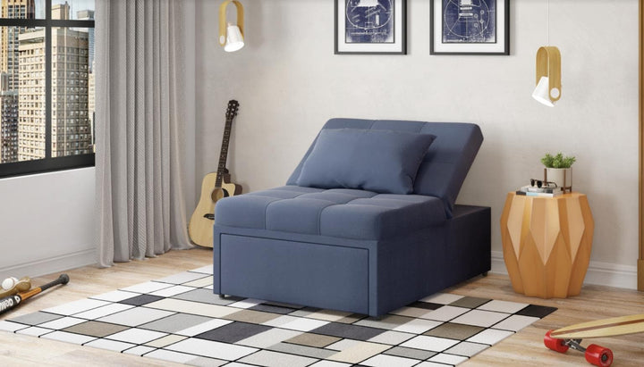 Mellow Reclining Chair with Pull-Out Bed, featuring twin-size bed and adjustable backrest for maximum comfort.