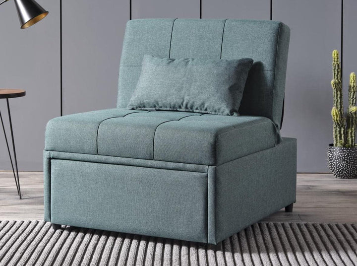 Modern Mellow Sleeper Chair with a reclining back and twin-size bed conversion, perfect for added convenience and relaxation.