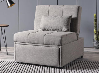 Mellow Twin Sleeper Chair with reclining back and high-density foam, ideal for compact living spaces and comfort.