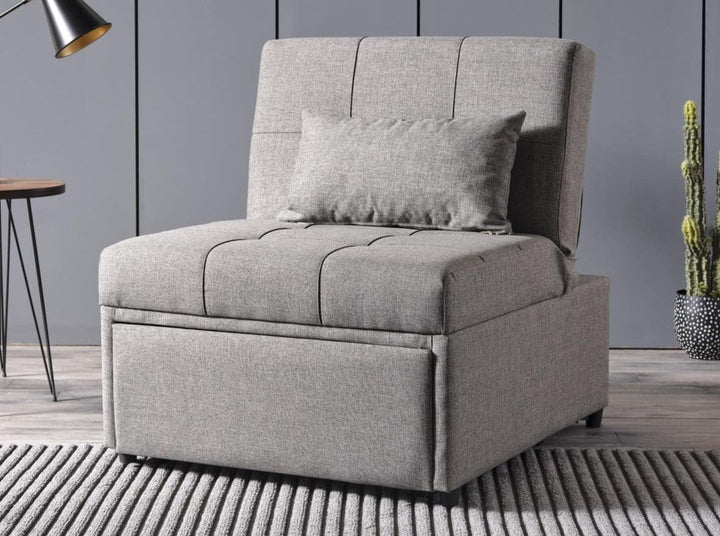 Mellow Twin Sleeper Chair with reclining back and high-density foam, ideal for compact living spaces and comfort.