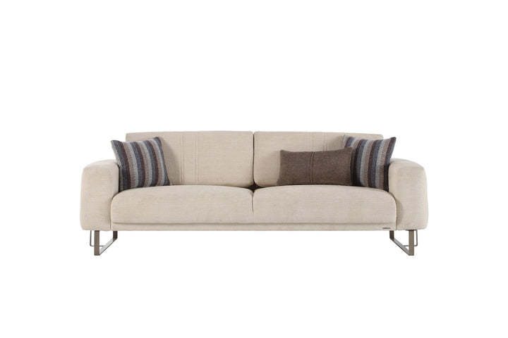 Stylish Mirante Bed Sofa with luxurious soft-touch fabric and a chrome leg base, offering both elegance and comfort.