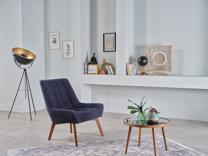 Elevate your space with the Revere Accent Chair. Modern design, two-tone polyester fabric, and sturdy wood frame combine for stylish comfort in any room.