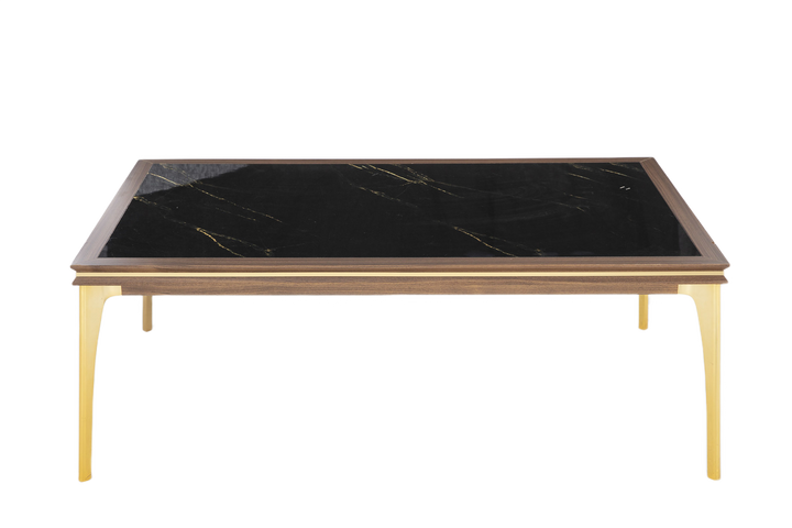 Montego Coffee Table from the exclusive Montego Concept, combining retro aesthetics with a marble surface and chic gold detailing.