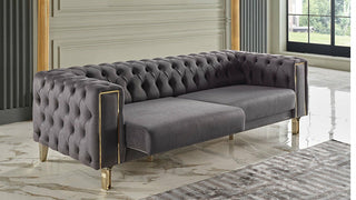 The Montego Sofa delivers luxury and function with its retro design and modern features. Enjoy its high-quality polyester fabric and sleeper function for ultimate comfort and style.