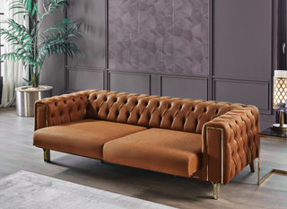 The Montego Sofa blends retro charm with modern functionality. Upholstered in two-tone polyester with a sleeper option, it offers both luxury and convenience for your living space.