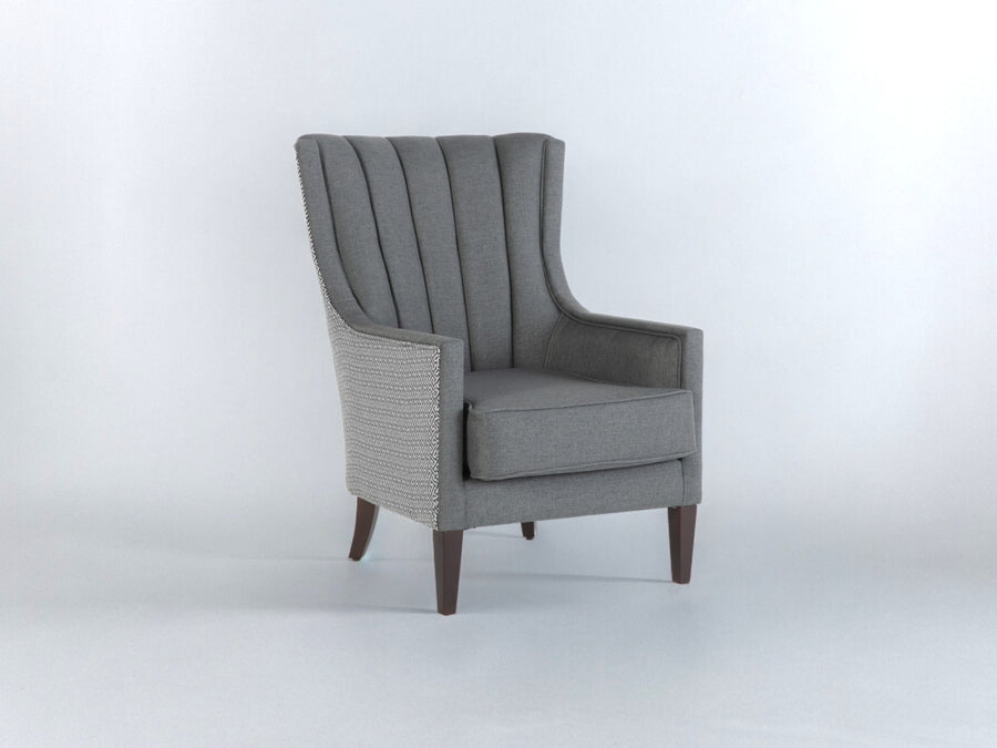 Palmer Accent Armchair with comfortable foam cushioning and sleek Corvet Anthracite finish. Features natural wood legs for a touch of sophistication and modern style.