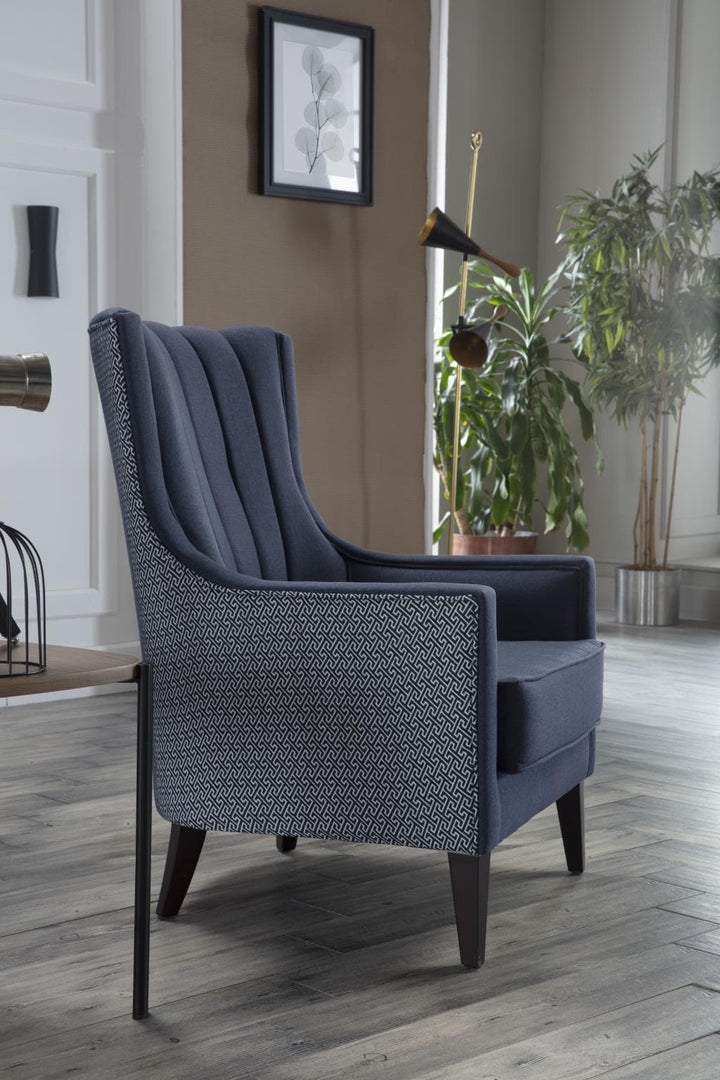 Palmer Accent Armchair from the B-Lifestyle collection. Corvet Anthracite finish, comfortable foam cushioning, and natural wood legs offer classic and modern appeal.