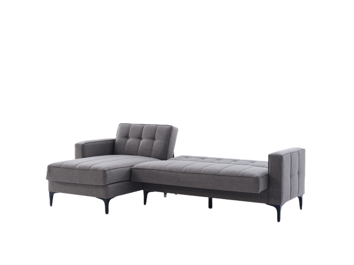 Parker Sectional Sofa featuring elegant nailhead trim and Corvet Navy fabric. Offers both style and functionality with generous seating space.