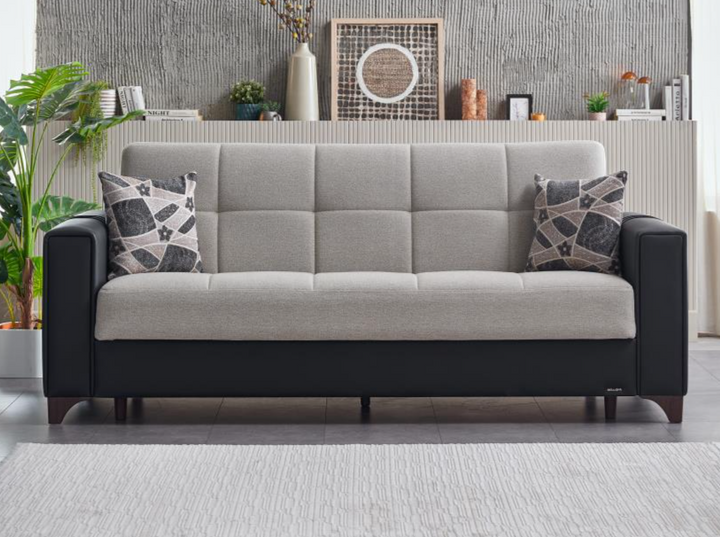 Modern Parma Living Room Set featuring round arms and Chanelle fabric. Offers durable and comfortable seating with a blend of style and functionality.