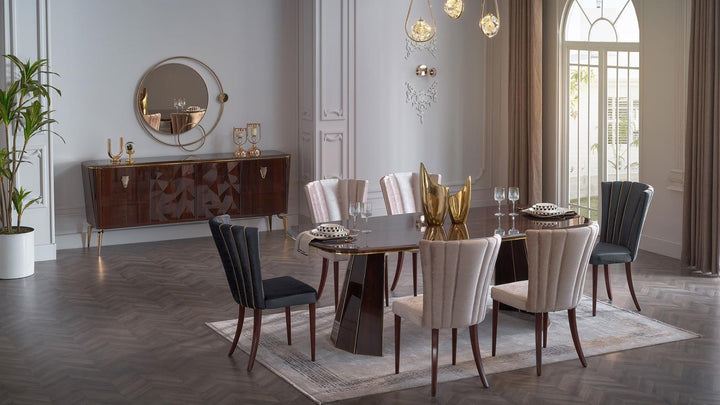 Discover the Plaza Luxury Dining Chair Set of 2, perfect for modern dining rooms. These chairs feature a stylish cream fabric, dark brown wooden legs, and a contemporary design for ultimate comfort.