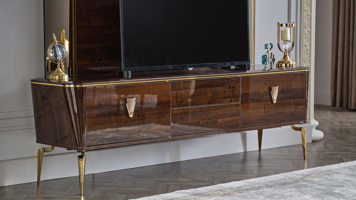 The Plaza TV Stand combines style and functionality. With its elegant design and sturdy build, it provides a secure place for your TV and organized storage for your media essentials.