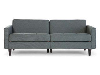 Sawyer 3 Seat Sleeper Sofa in Corvet Anthracite. Modern design with sleek lines, button-tufted seats, and a built-in storage compartment. Easily converts to a comfortable sleeper.