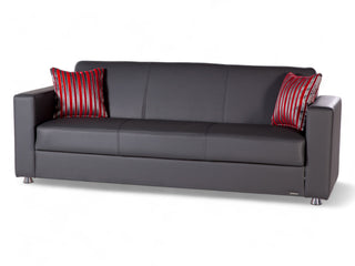 Tokyo Sleeper Sofa with built-in storage and sleek chrome legs for a modern touch