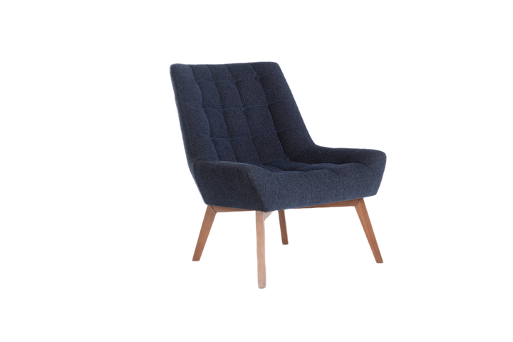 Revere Accent Chair in a traditional style with clean lines, two-tone polyester fabric, and a sturdy wooden frame. Combines style and comfort seamlessly.