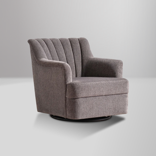 Urbane Swivel Chair in Anthracite with plush padding, scalloped pleating, and a smooth 360-degree swivel base.