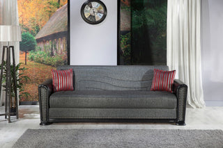 The Alfa Collection features environment-friendly plastic sofa feet, reflecting a commitment to sustainability.