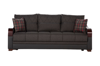 The Bennett Collection, combining leatherette and fabric for a stylish and comfortable living room set.