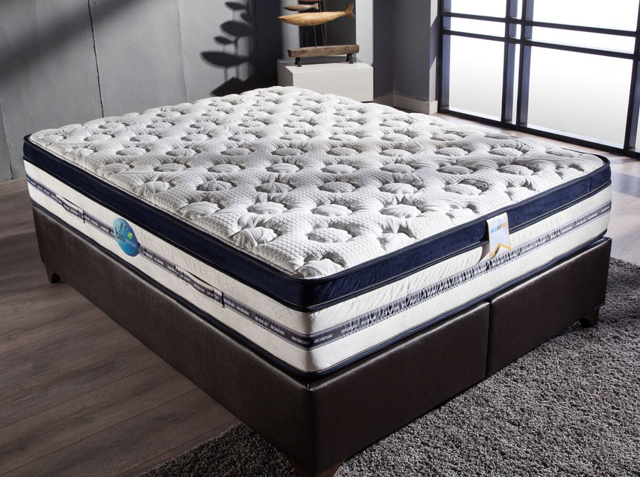 Close-up of the Biorytmic Sleep mattress ticking developed by Bellona, featuring natural minerals aligned for energy balance.