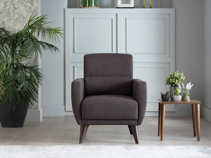 Upholstered in performance fabric, the Chair In A Box is durable, stylish, and easy to maintain.