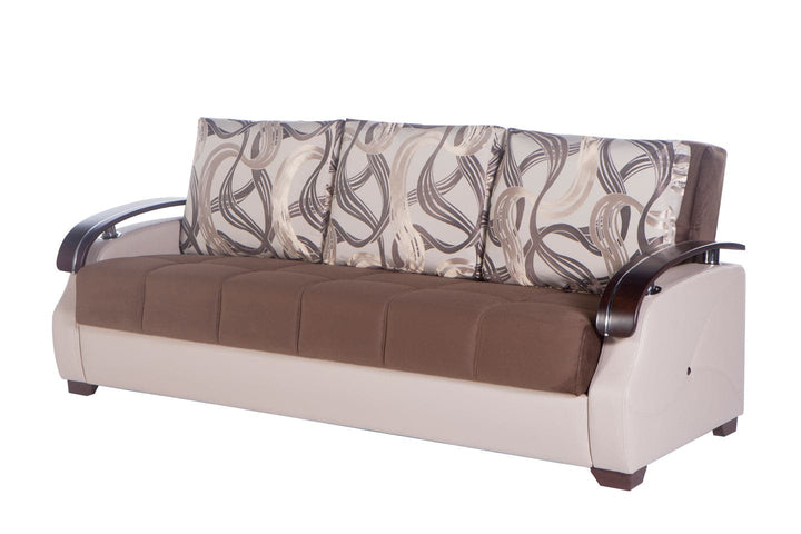 The Costa sofa and loveseat feature a durable 95% polyester, 5% microfiber Chanelle fabric.