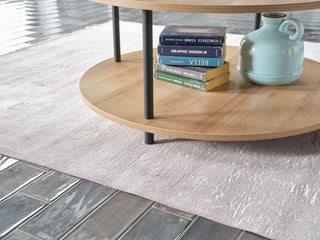 Airy elegance of the Elton Coffee Table with light wood finishes and modern metal details.