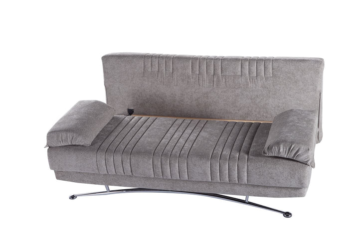 Modern Fantasy Sleeper Sofa with a sleek design and removable patterned pillows.