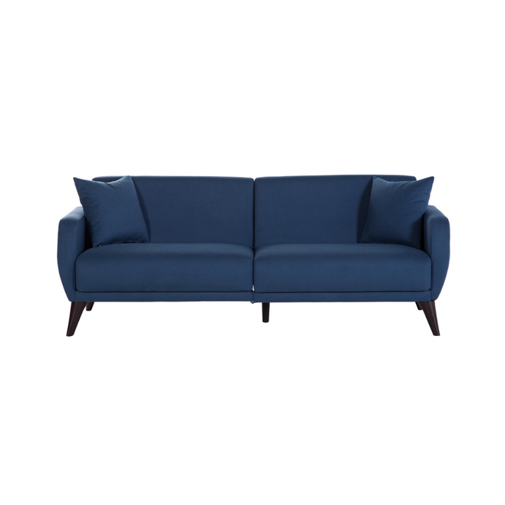 High-density foam for added comfort in the indigo blue Functional Sofa In A Box.