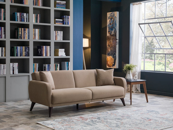 Modern style and design in the indigo blue Functional Sofa In A Box for contemporary living spaces.