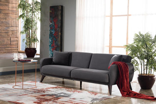 Compact size of the light taupe Functional Sofa In A Box fits perfectly into various living spaces.