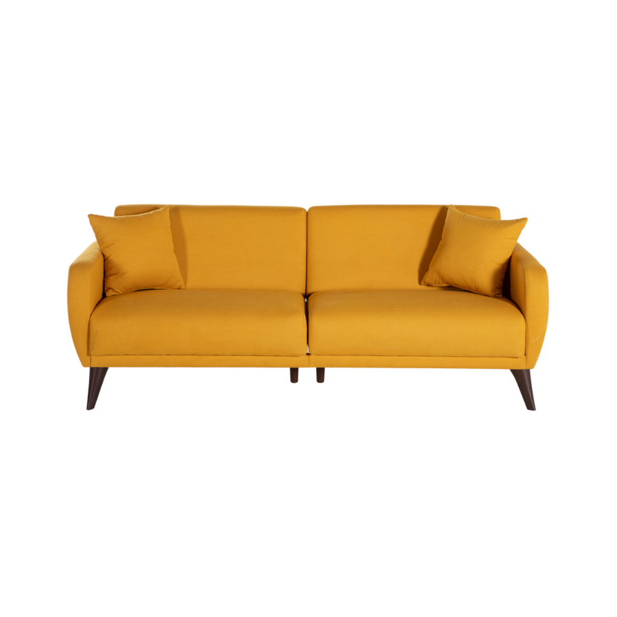 Modern design of the light yellow Functional Sofa In A Box, perfect for contemporary interiors.